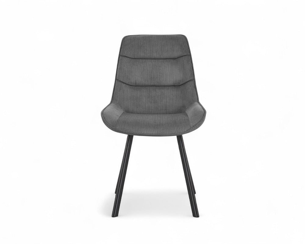 Chaise en velour cotelé gris - Rousseau - Souffle d'intérieur