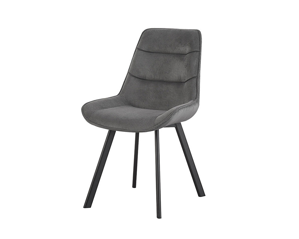 Chaise en velour cotelé gris - Rousseau - Souffle d'intérieur