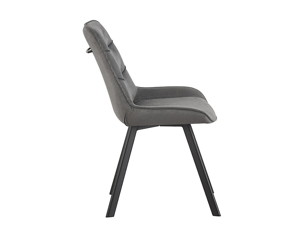 Chaise en velour cotelé gris - Rousseau - Souffle d'intérieur