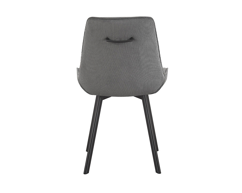 Chaise en velour cotelé gris - Rousseau - Souffle d'intérieur