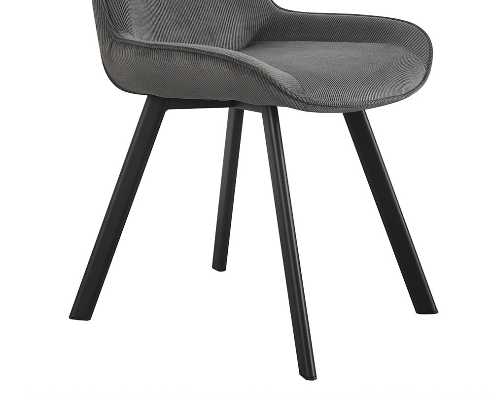 Chaise en velour cotelé gris - Rousseau - Souffle d'intérieur