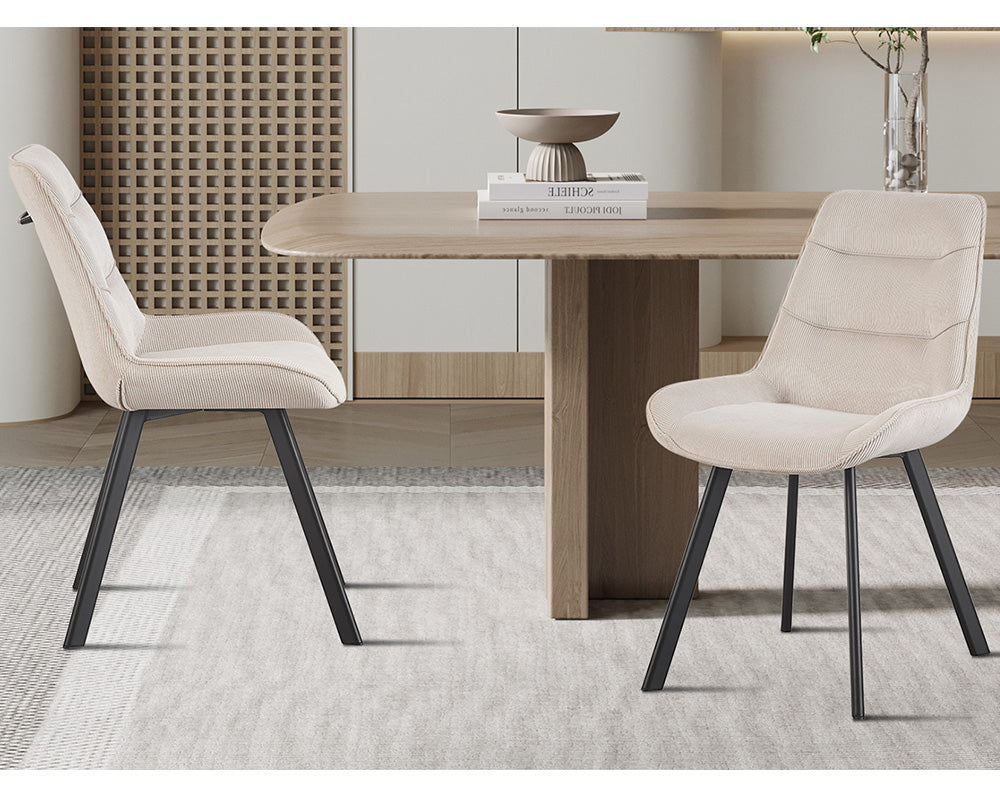 Chaise en velour cotelé sable - Rousseau - Souffle d'intérieur