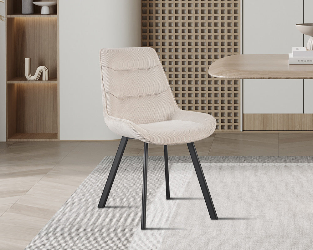 Chaise en velour cotelé sable - Rousseau - Souffle d'intérieur