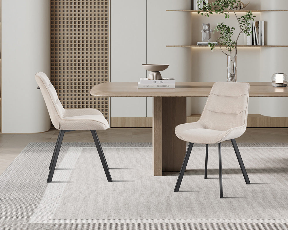 Chaise en velour cotelé sable - Rousseau - Souffle d'intérieur