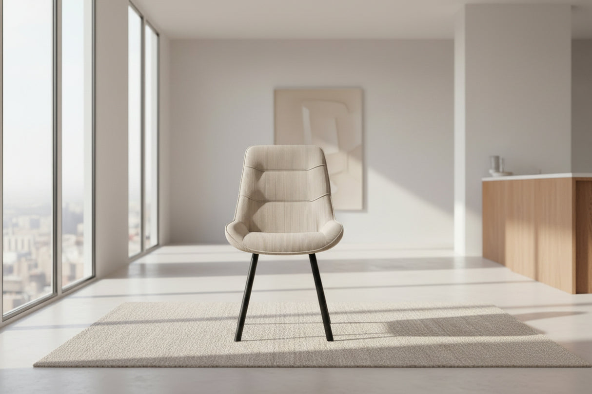 Chaise en velour cotelé sable - Rousseau - Souffle d'intérieur