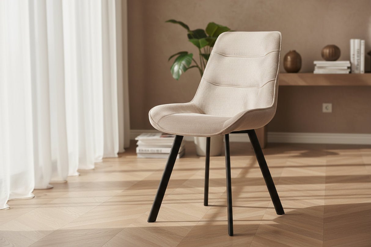 Chaise en velour cotelé sable - Rousseau - Souffle d'intérieur