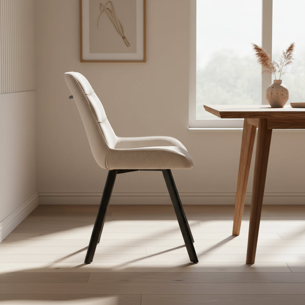 Chaise en velour cotelé sable - Rousseau - Souffle d'intérieur