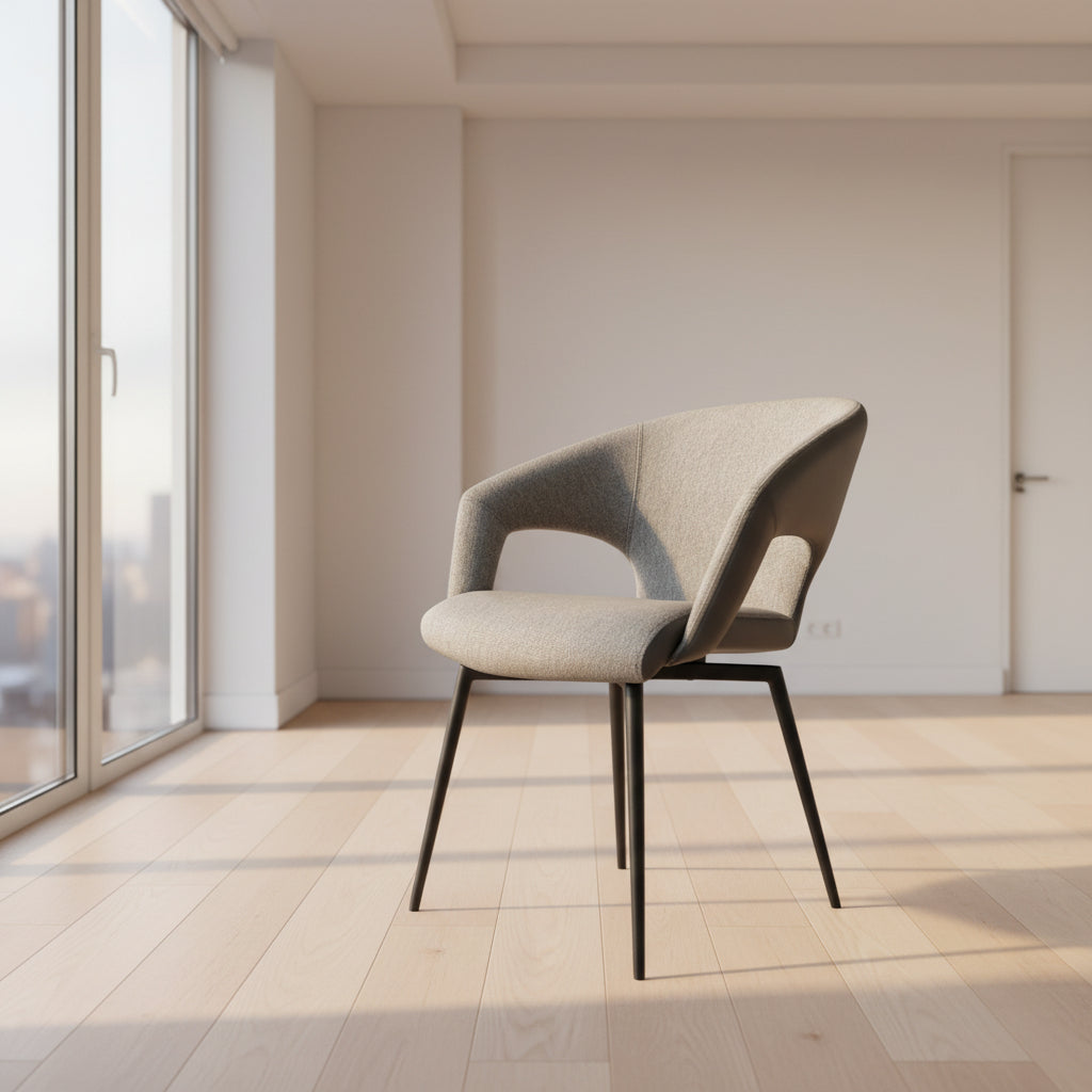 Chaise fauteuil de table pivotante gris clair pieds métal noir - Tablacasa - Souffle d'intérieur