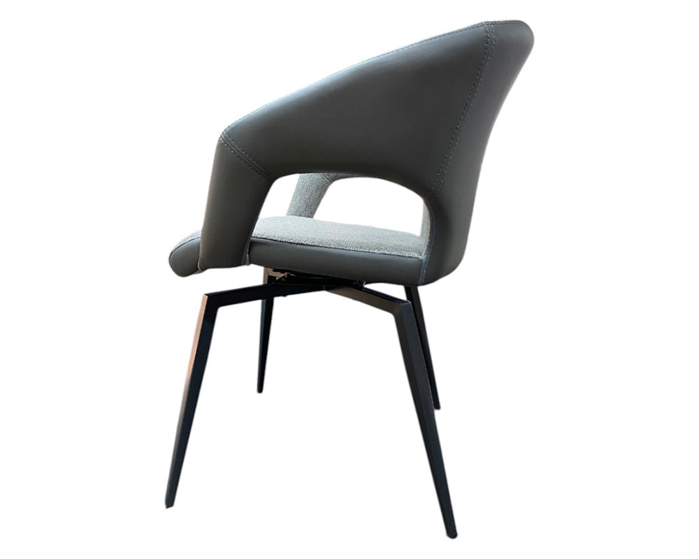 Chaise fauteuil de table pivotante gris clair pieds métal noir - Tablacasa - Souffle d'intérieur