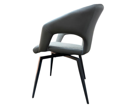 Chaise fauteuil de table pivotante gris clair pieds métal noir - Tablacasa - Souffle d'intérieur