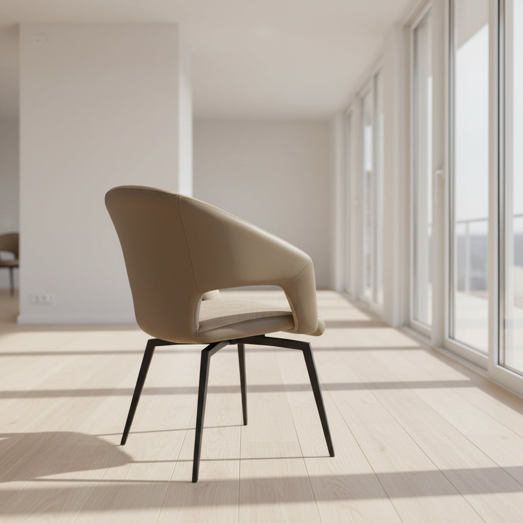 Fauteuil de table à manger pivotant marron taupe design - Souffle d'intérieur - Tablacasa