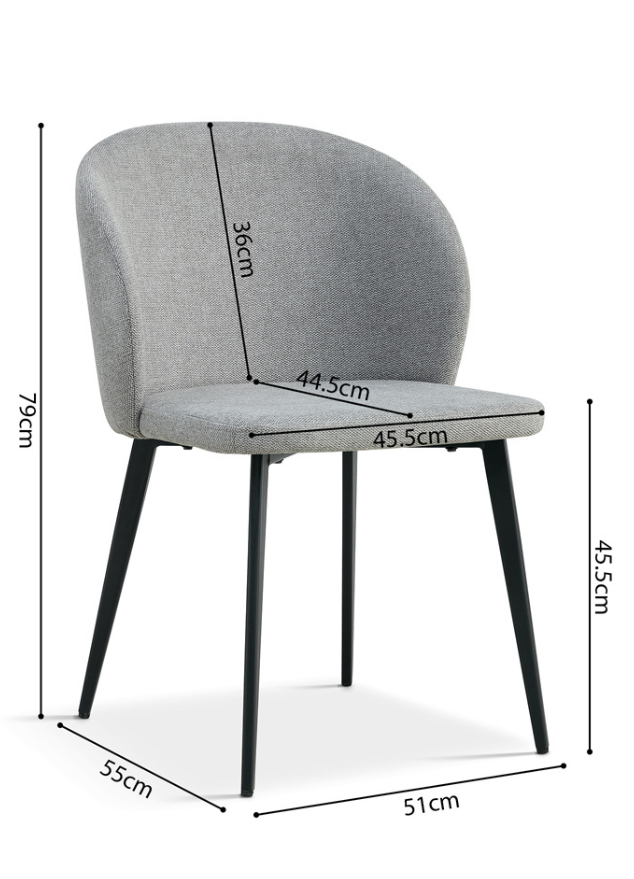 Lot de 4 chaises grises salle à manger avec accoudoirs - Teno