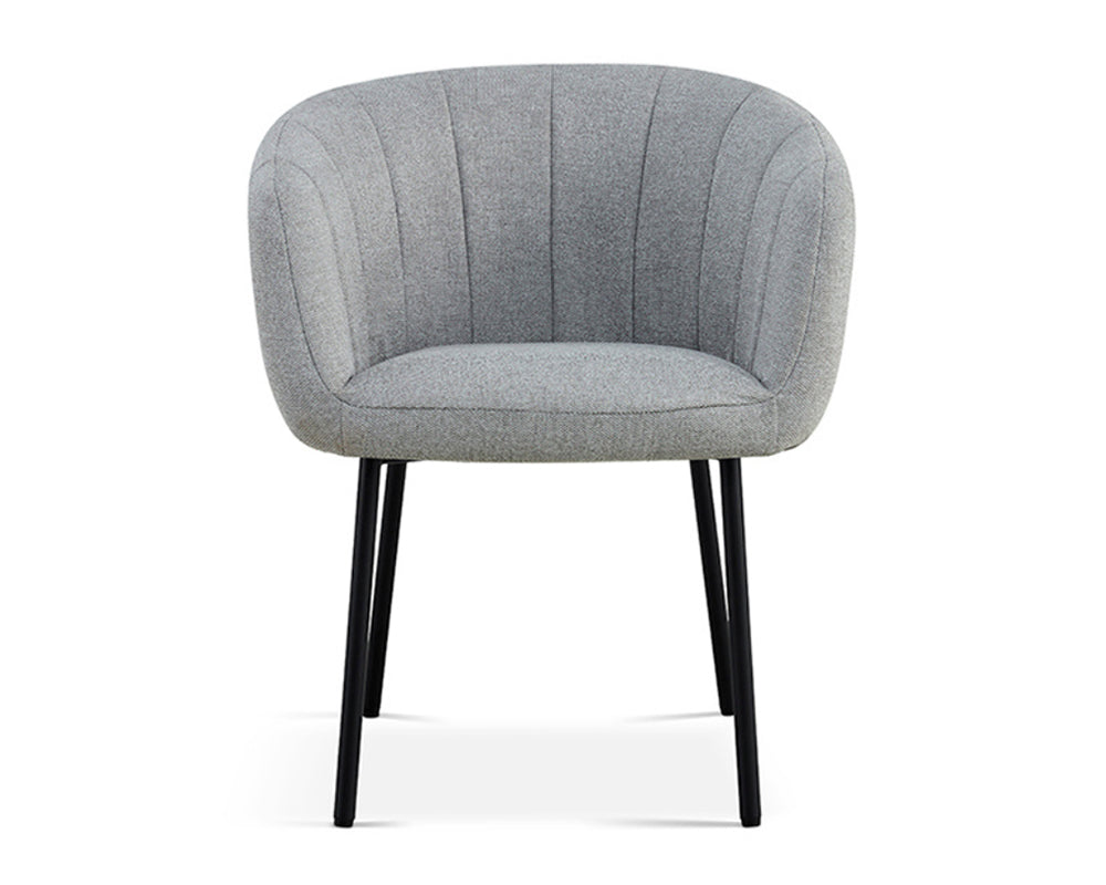 Chaise grise tissu bouclette de salle à manger avec accoudoirs - Souffle d'intérieur