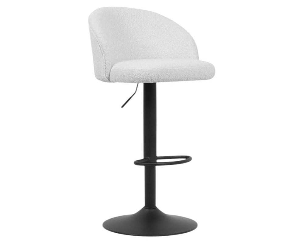 Tabouret design de bar réglable en hauteur blanc bouclette pieds métal noir - Souffle d'intérieur