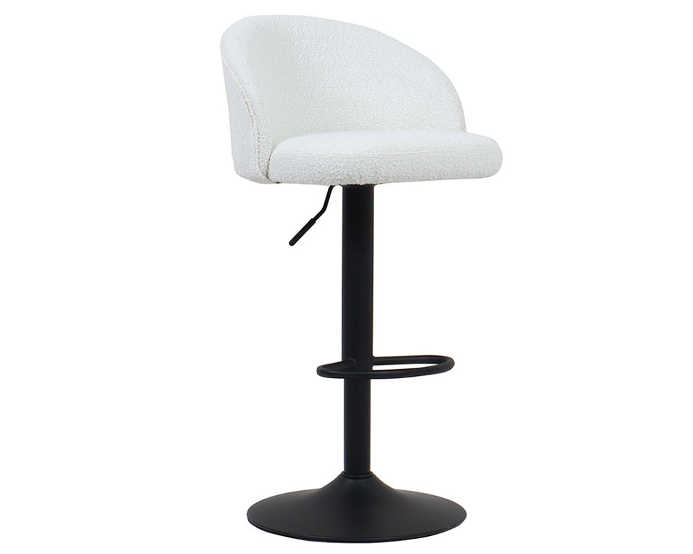 Tabouret design de bar réglable en hauteur blanc bouclette pieds métal noir - Souffle d'intérieur