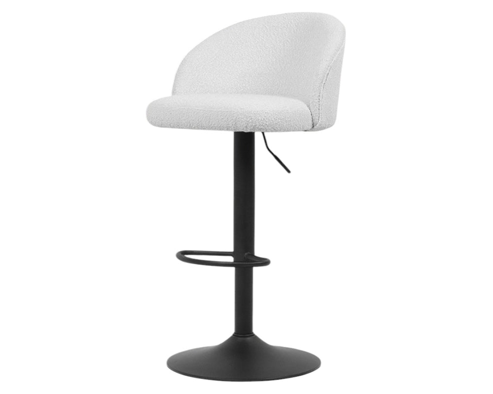 Tabouret design de bar réglable en hauteur blanc bouclette pieds métal noir - Souffle d'intérieur