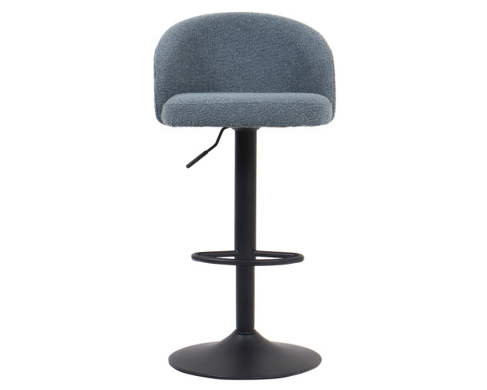 Tabouret design de bar réglable en hauteur bleu bouclette pieds métal noir - Souffle d'intérieur