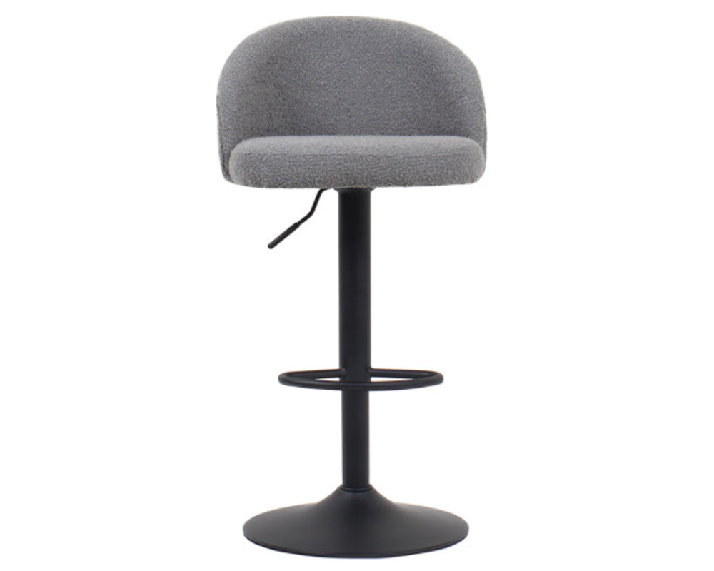 Tabouret design de bar réglable en hauteur gris clair bouclette pieds métal noir - Souffle d'intérieur