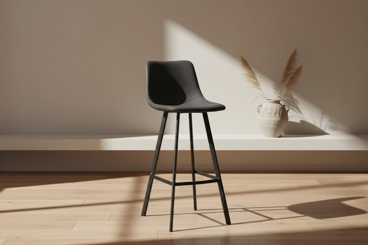 Tabouret de bar industriel gris foncé pieds metal - Souffle d'intérieur