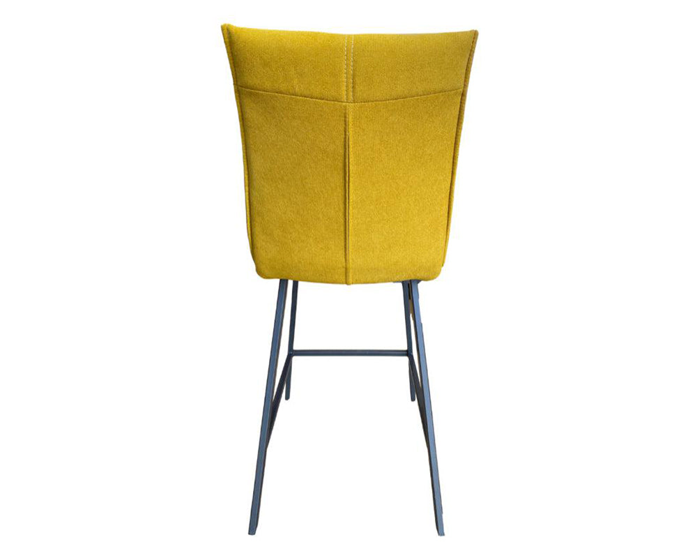 Chaise de bar Veronica – vue de dos – tissu jaune – pieds métal peint