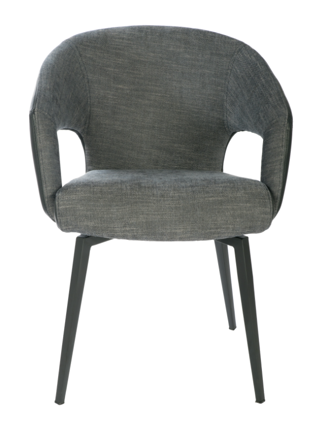 Fauteuil de table noir chaise avec accoudoir pivotant- Marion
