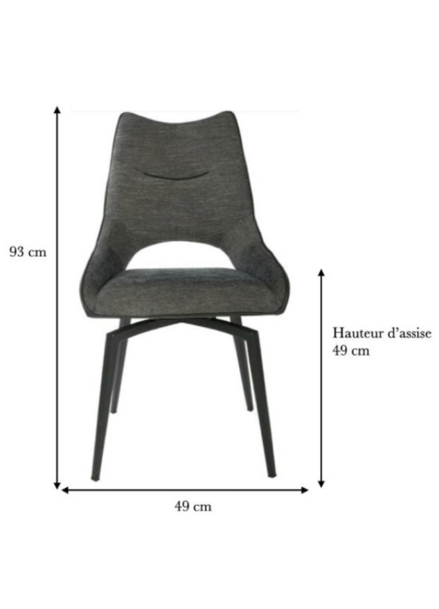 Chaise noir pivotante de table a manger moderne - Flavia