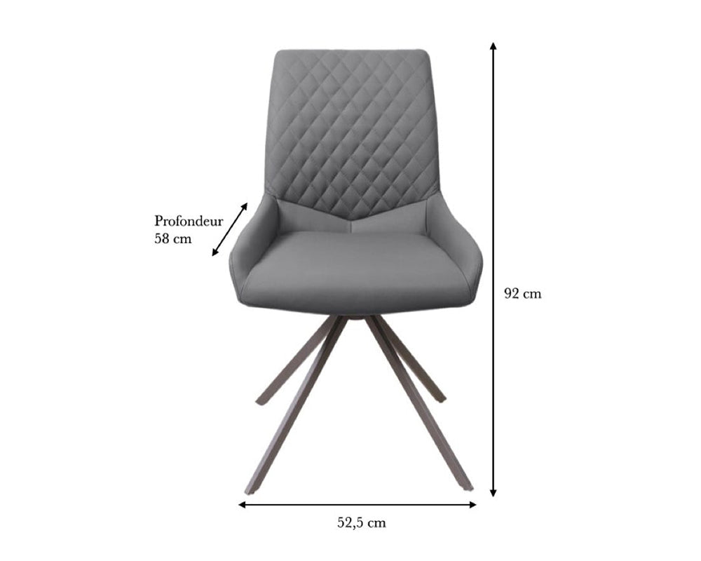 Chaise pieds métal grise design matelassé - SOUFFLE D'intérieur