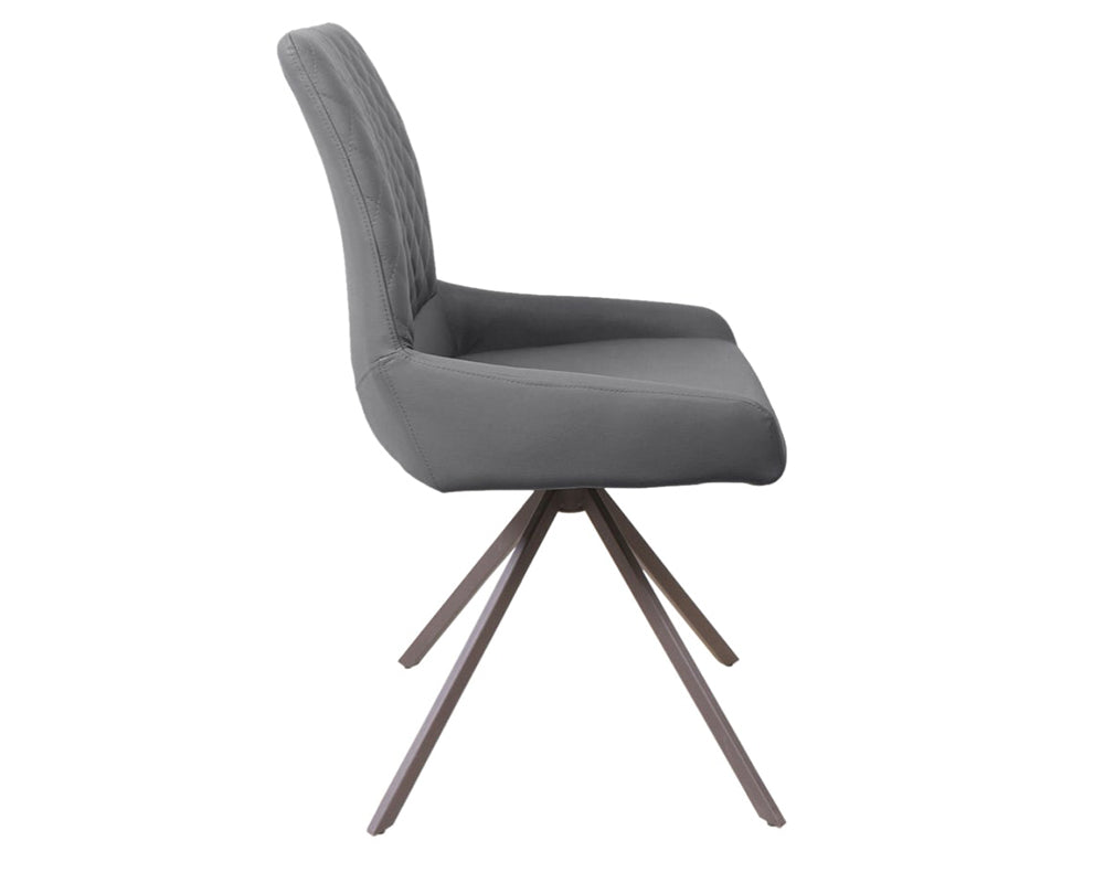 Chaise pieds métal grise design matelassé - SOUFFLE D'intérieur