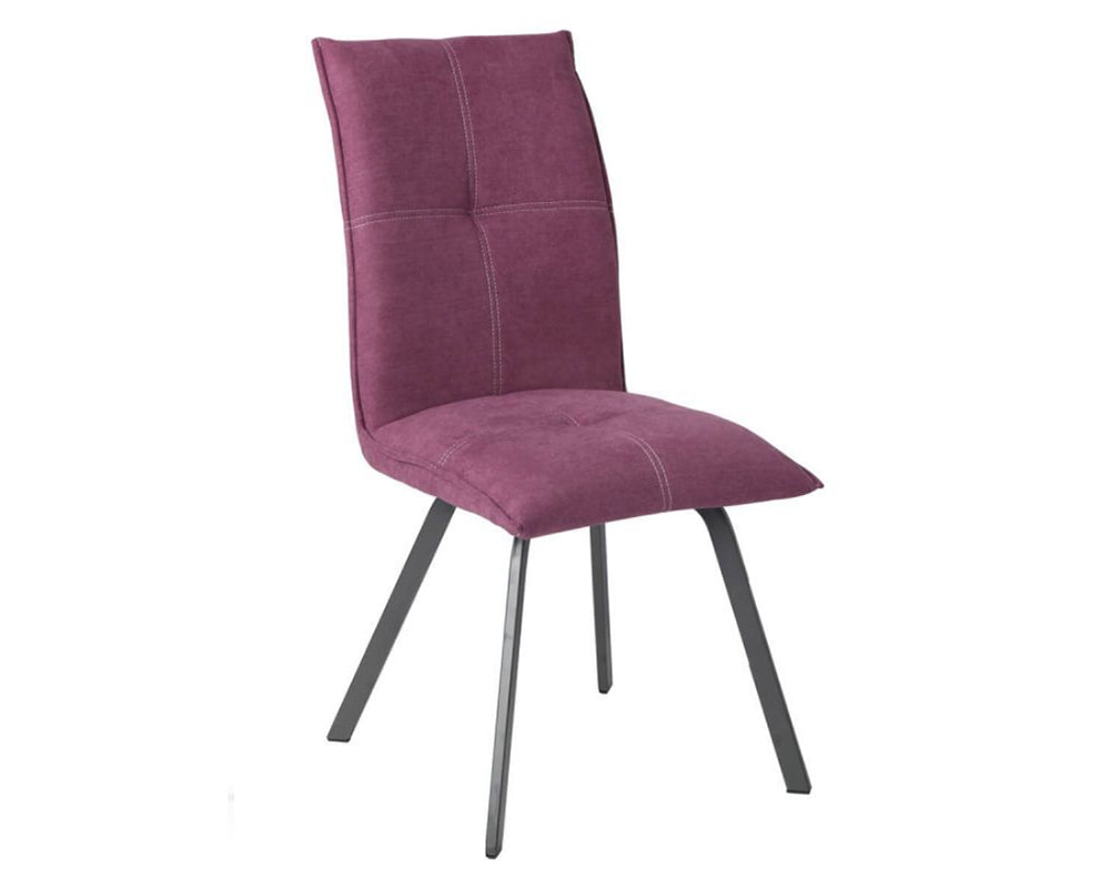 Chaise pieds metal en tissu violet design - SOUFFLE D'intérieur
