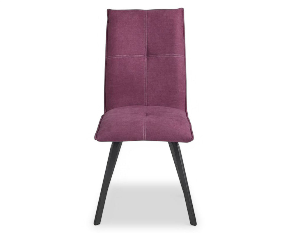 Chaise pieds metal en tissu violet design - SOUFFLE D'intérieur
