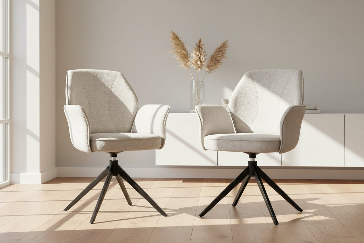 Chaise en tissu pivotante avec accoudoirs - Akante - Souffle d'intérieur