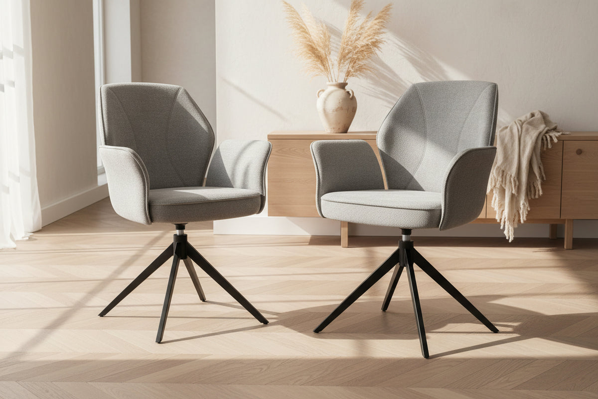 Chaise en tissu pivotante avec accoudoirs - Akante - Souffle d'intérieur
