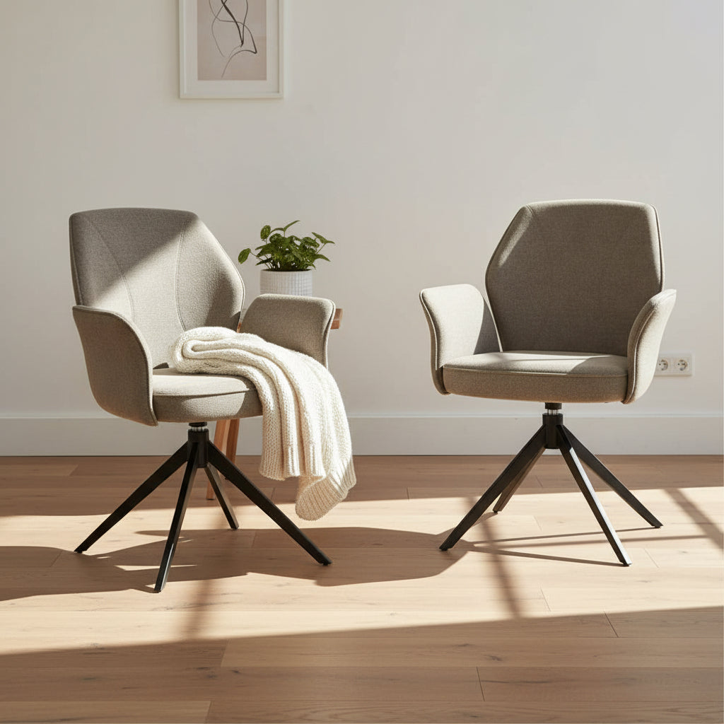 Chaise en tissu pivotante avec accoudoirs - Akante - Souffle d'intérieur