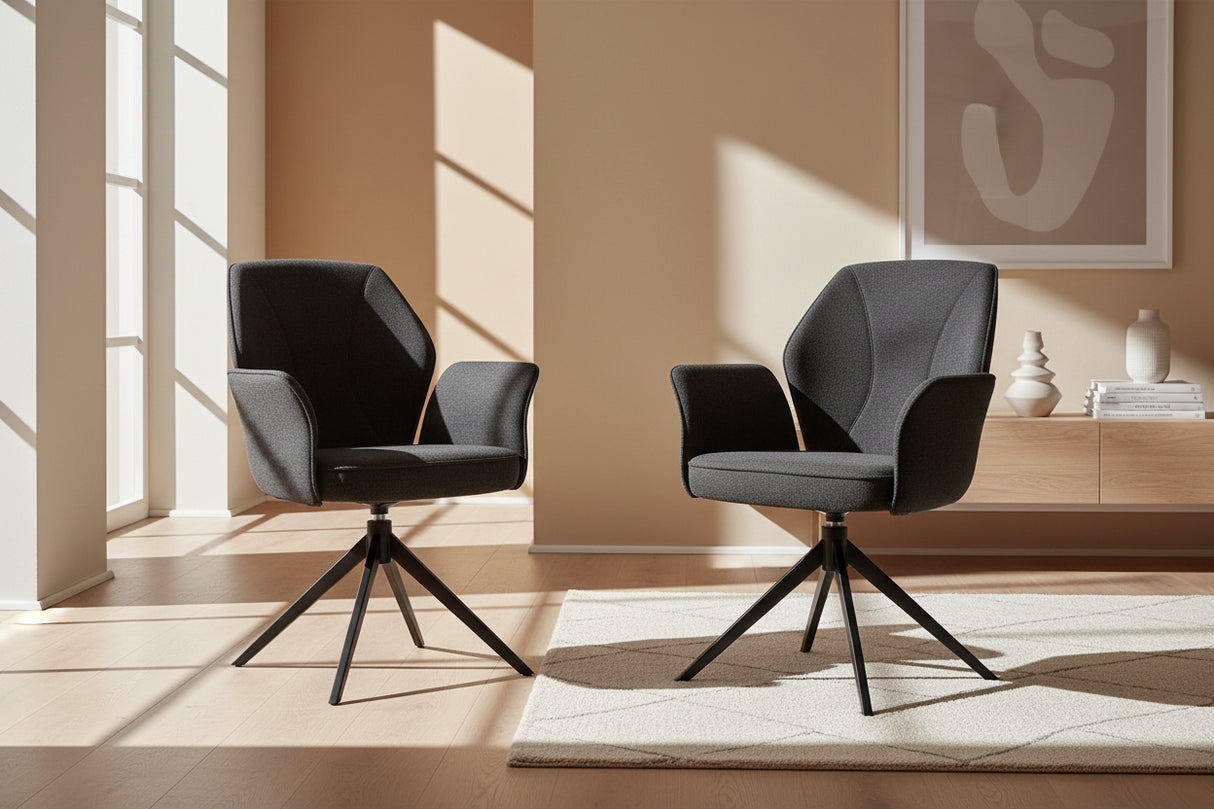 Chaise en tissu pivotante avec accoudoirs - Akante - Souffle d'intérieur