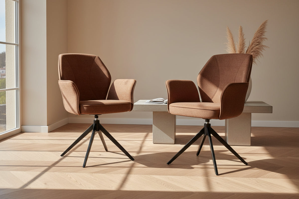 Chaise en tissu pivotante avec accoudoirs - Akante - Souffle d'intérieur