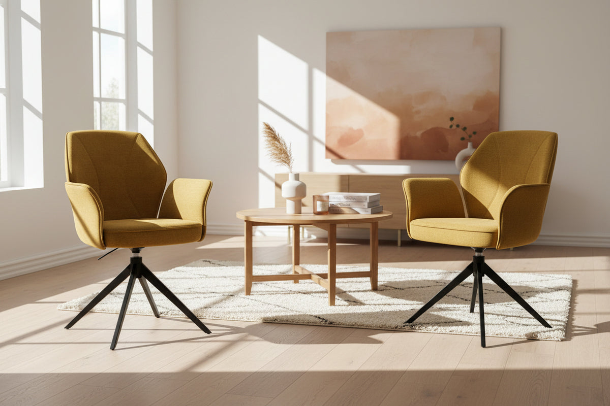 Chaise en tissu pivotante avec accoudoirs - Akante - Souffle d'intérieur