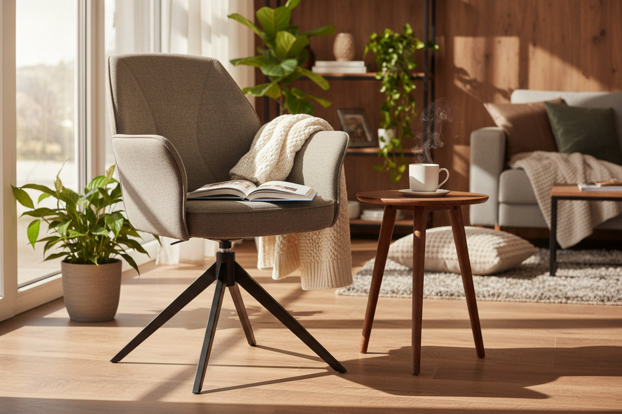 Chaise en tissu pivotante avec accoudoirs - Akante - Souffle d'intérieur