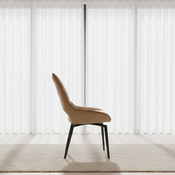 Chaise pivotante pieds métal en tissu beige moderne - Souffle d'intérieur