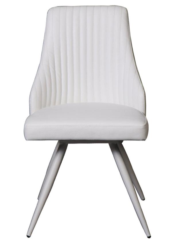 Chaise blanche simili cuir pivotante salle a manger - Eva