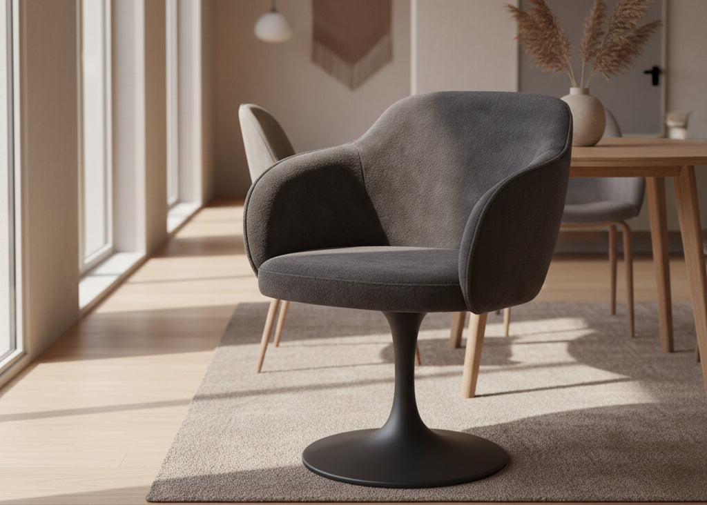 Chaise de repas Calise - tissu anthracite - vue 3/4