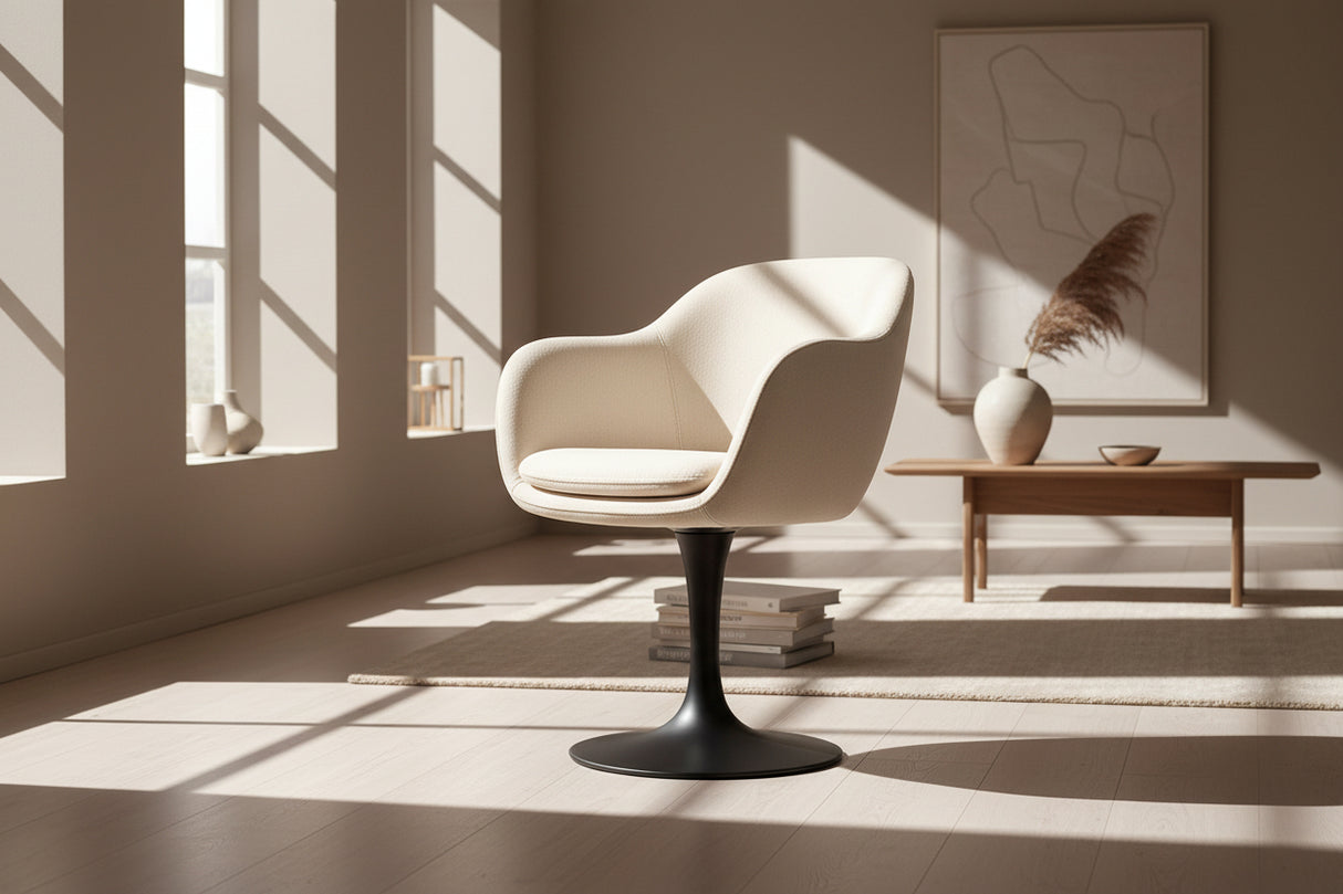 Chaise de repas Calise - vue 3/4 arrière - tissu 100% polyester