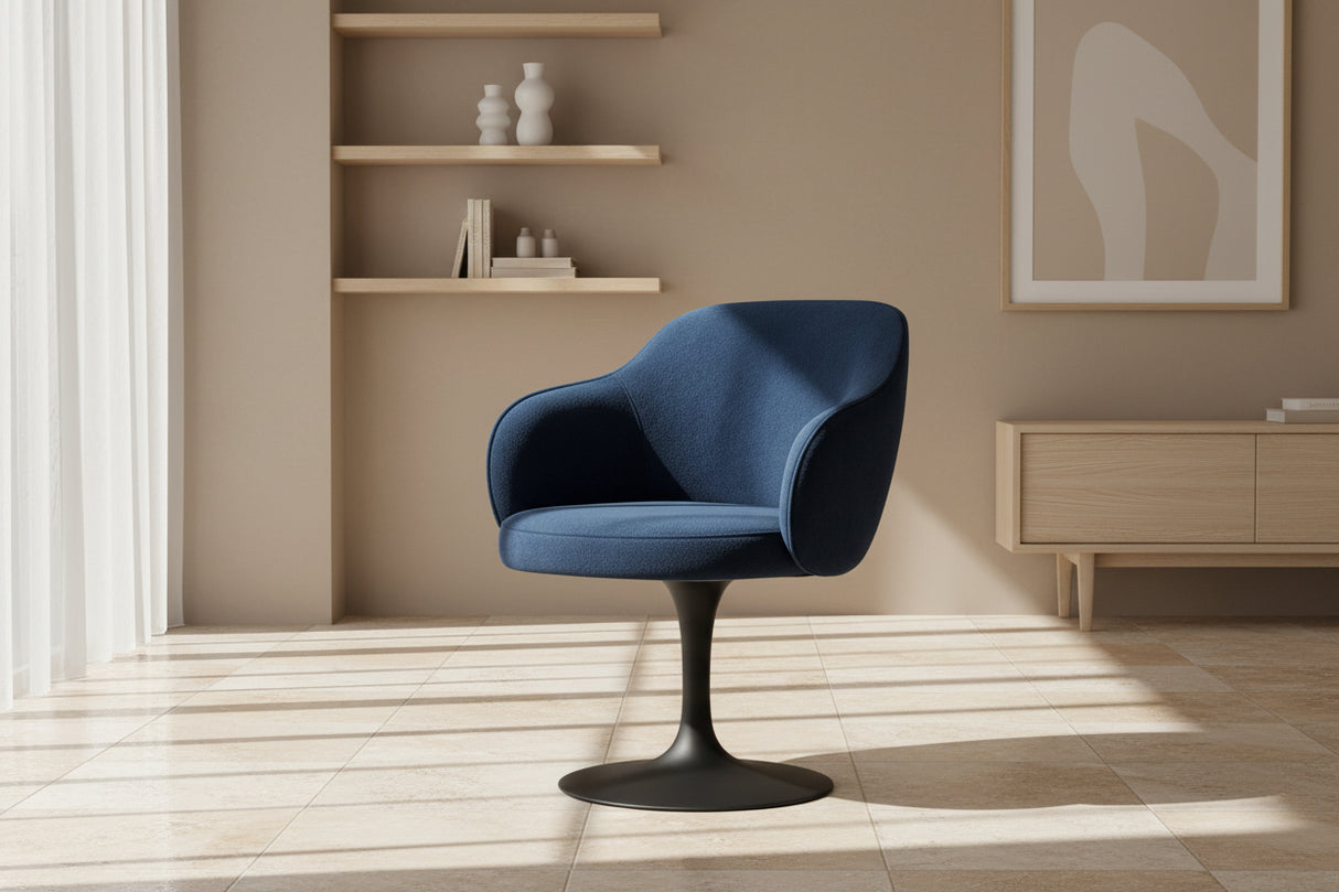 Chaise de repas Calise - tissu bleu - vue 3/4