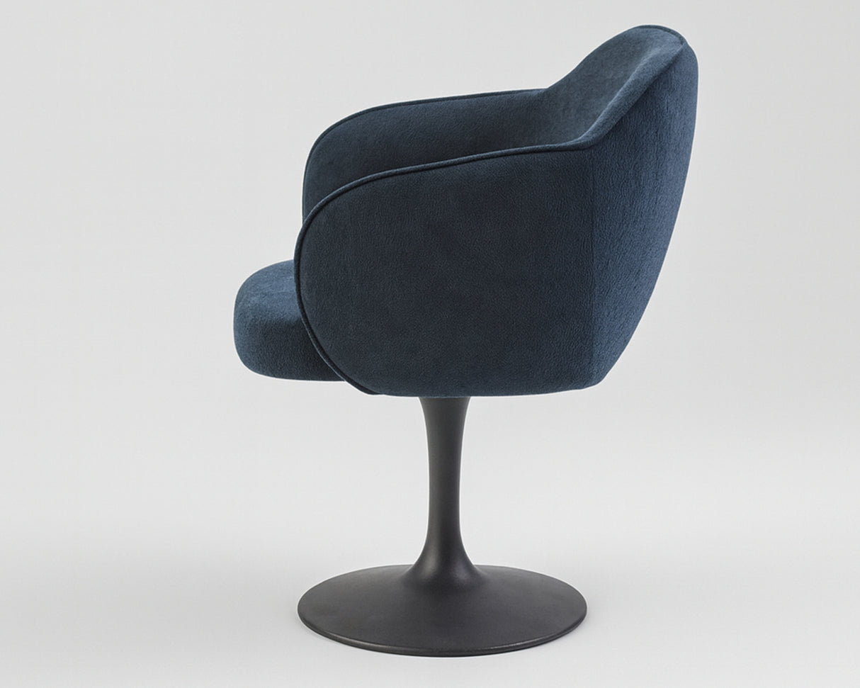 Chaise de repas Calise - tissu bleu - vue profil