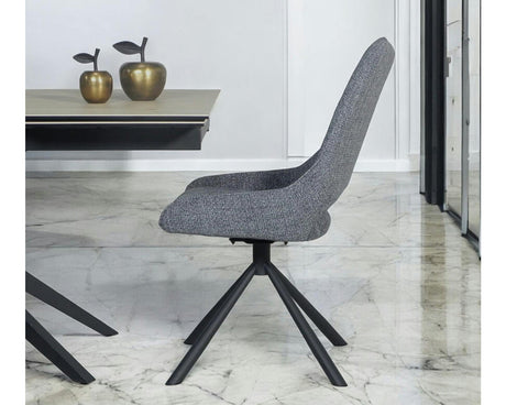 Chaise de repas pivotante en tissu grise - viadurini - souffle d'intérieur