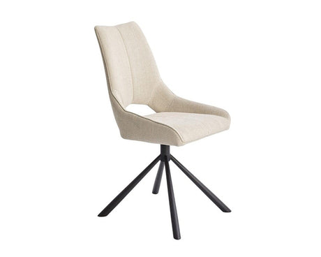 Chaise de repas pivotante en tissu beige - viadurini - souffle d'intérieur