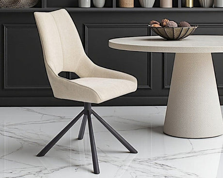 Chaise de repas pivotante en tissu beige - viadurini - souffle d'intérieur