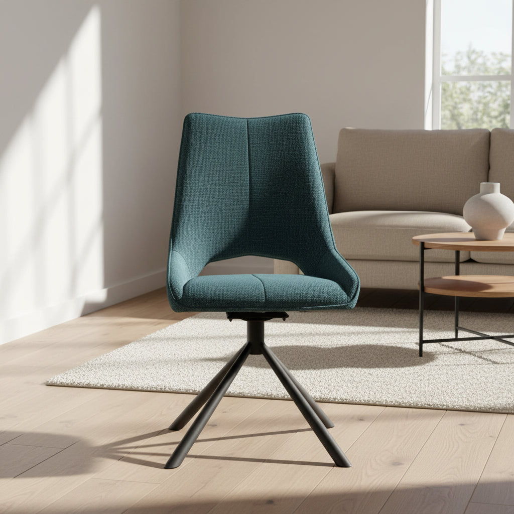 Chaise de repas Gura - velours bleu - vue face