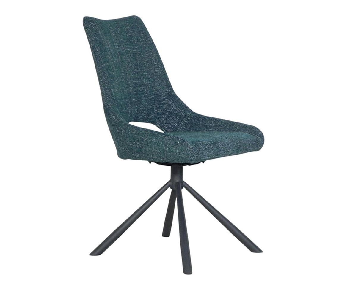 Chaise de repas Gura - velours bleu - vue 3/4