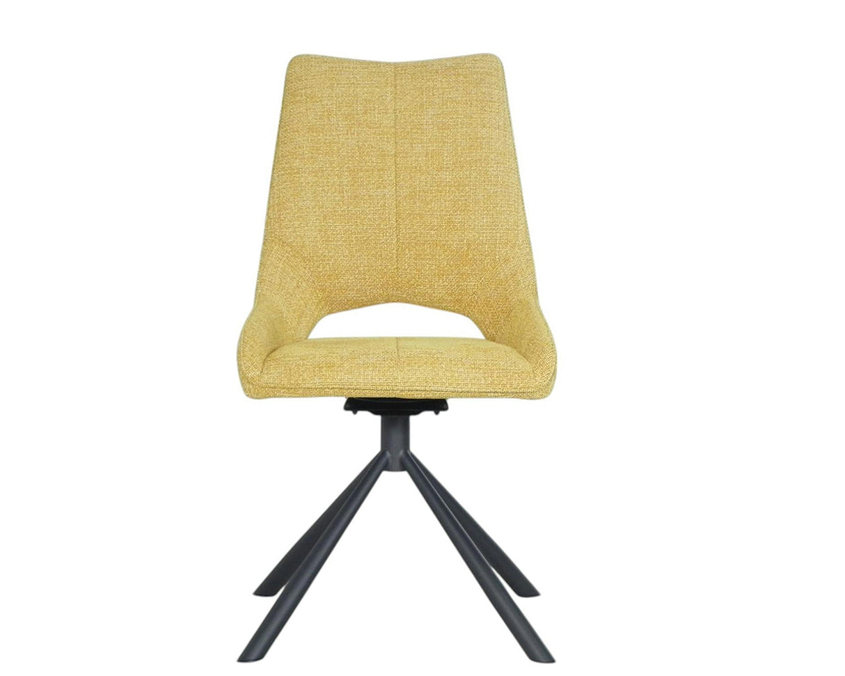 Chaise de repas Gura - velours jaune - vue face