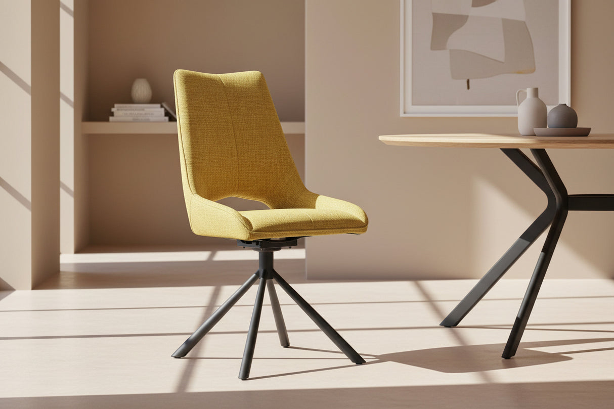 Chaise de repas Gura - velours jaune - vue face